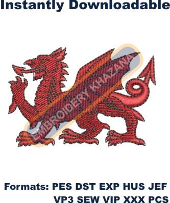 Welsh Dragon embroidery design